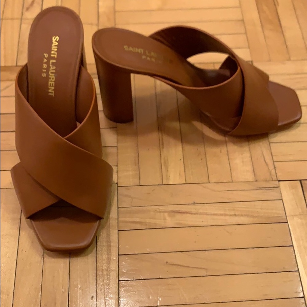 Saint Laurent brown mules - barely worn!